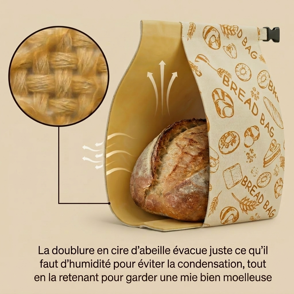 Sac à pain premium 100% coton et cire d'abeille